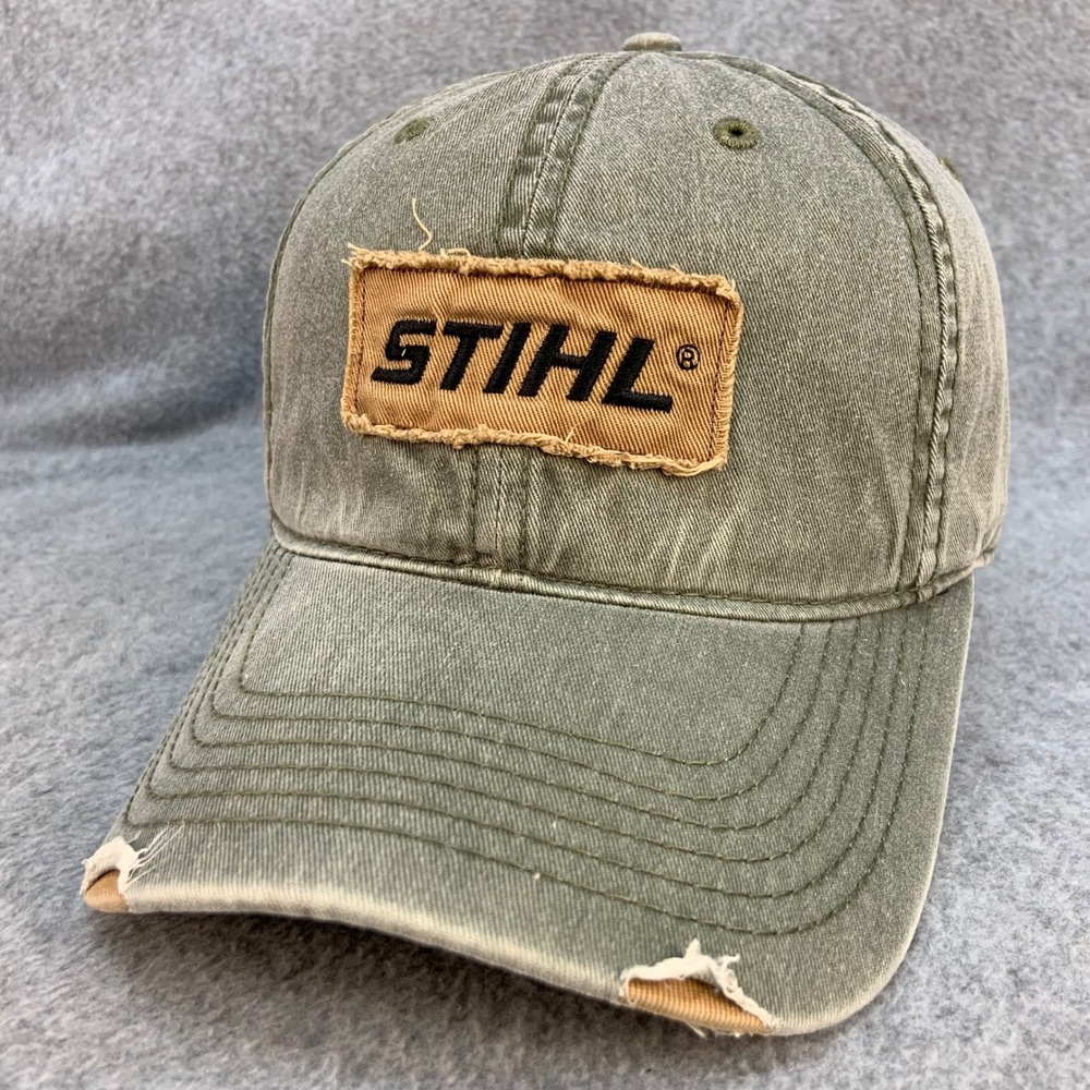 Stihl Logo Mens Green Stihl Baseball Hat Distressed Adjustable OSFM